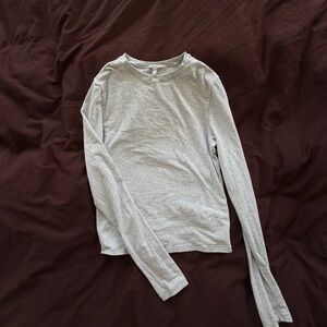 Skims Cotton Jersey Gray Long Sleeve Top